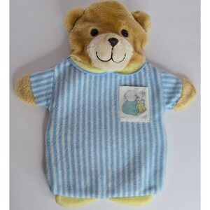 Vtg Boots Bedtime Bear Hot Water Bottle & Cover Blue Stripe Pajamas Cozy Comfort
